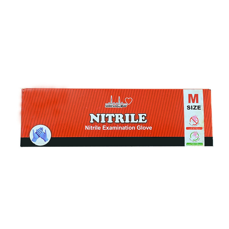 دستکش نیتریل غیر پودری سورنا مدل 02 سایز متوسط (M) بسته 100 عددی