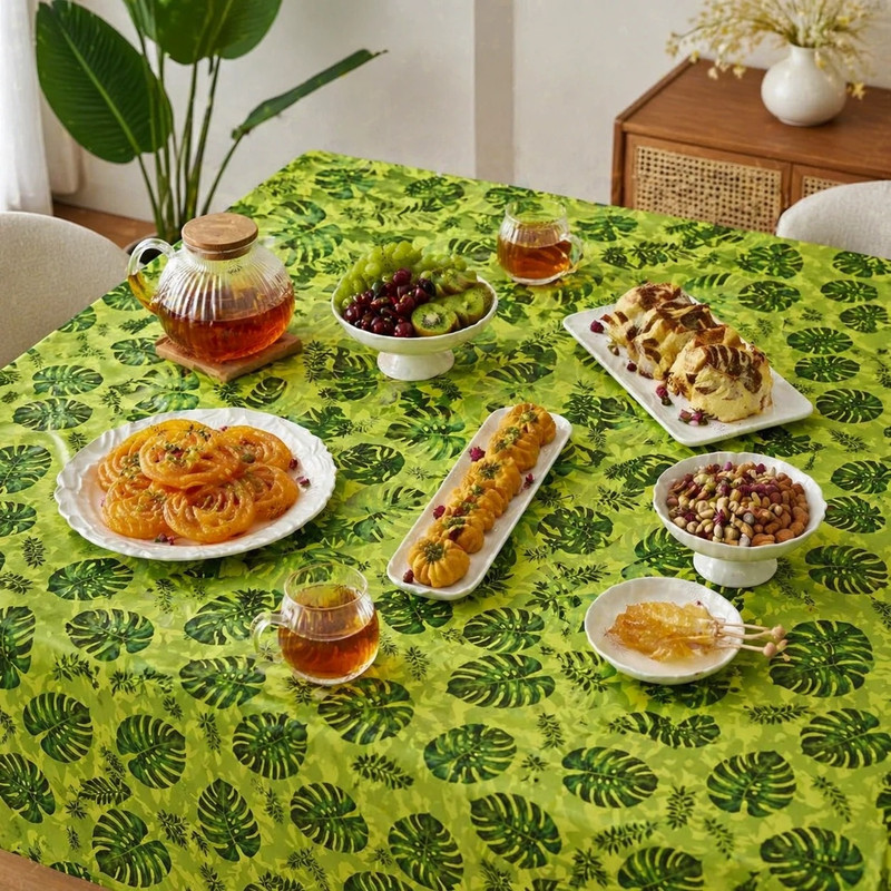 سفره ۶ نفره مدل TCA270407 طرح برگ انجیری سایز ۱۴۰×۱۰۰ سانتیمتر