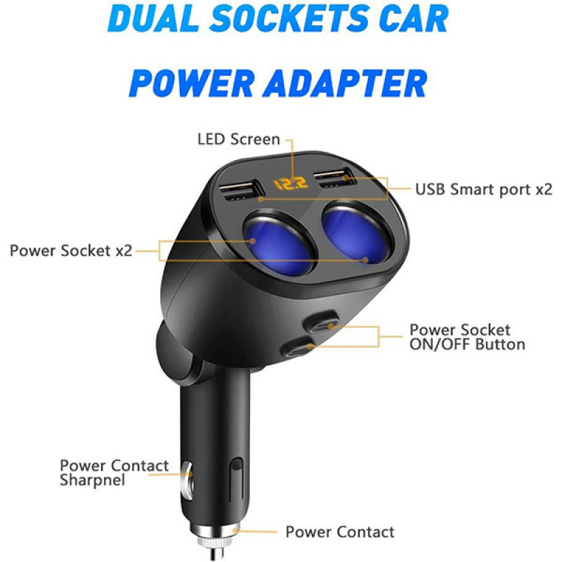 شارژر فندکی 80وات 4 پورت مدل EV-M2-CCY16-EU