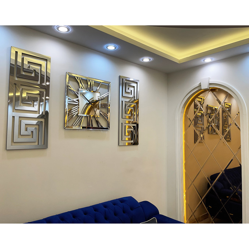 ساعت دیواری اِلِنسی مدل Harper کد 60cm به همراه تابلو آینه