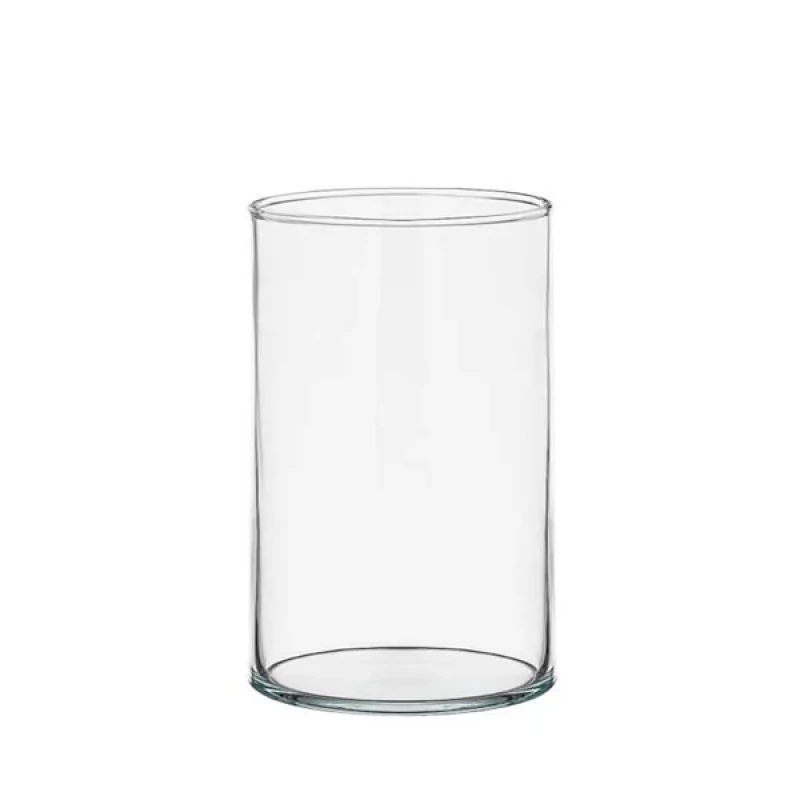 گلدان دکوری شیشه‌ای استوانه‌ای رومیزی و ایستاده کد 1215 مناسب گل آپارتمانی، کاکتوس و گیاهان آبی با ابعاد 15×12×12 سانتی‌متر