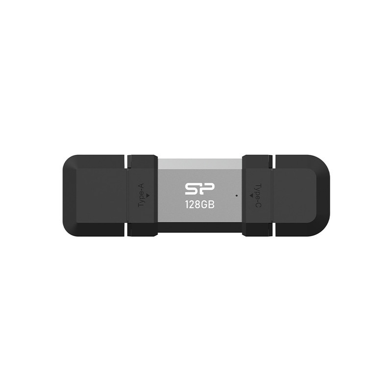 فلش مموری OTG سیلیکون پاور مدل C51 ظرفیت 128 گیگابایت با رابط USB3.2 Type-A و Type-C، مقاوم در برابر ضربه، شوک و گرد و غبار، مناسب تلفن همراه و لپ‌تاپ