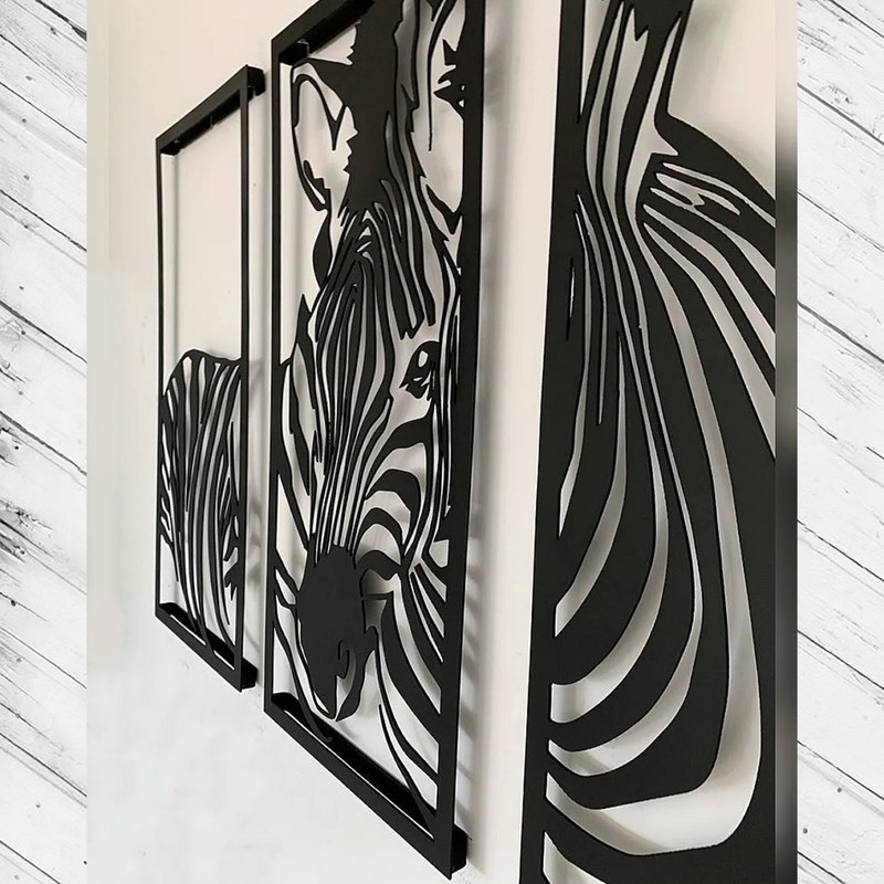 دیوارکوب مدل گورخر فلزی Zebra مجموعه 3 عددی