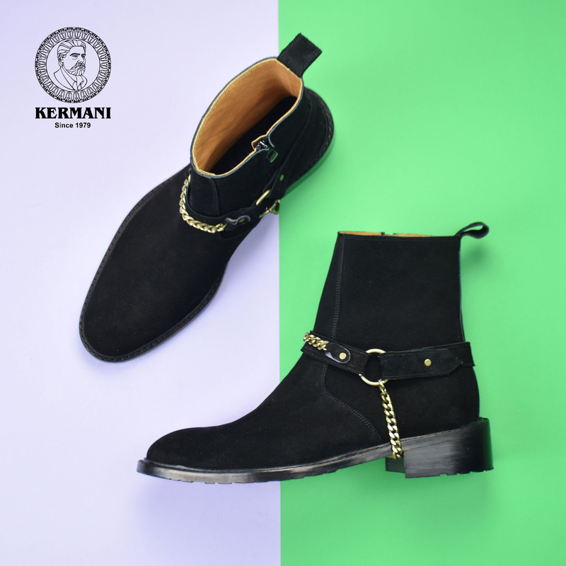 نیم بوت مردانه کرمانی مدل جیر دستدوز طبیعی کد 653