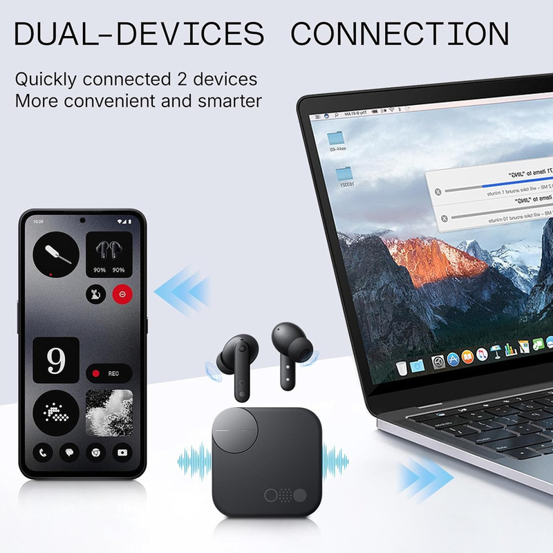 هندزفری بلوتوثی ناتینگ مدل CMF Buds Pro 2 با نویز کنسلینگ فعال (ANC)، درگاه شارژ USB Type-C، دارای میکروفون سه‌گانه با قابلیت حذف صدای باد، مقاوم در برابر رطوبت و عرق (IP55)