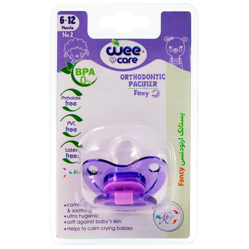 پستانک ارتودنسی وی کر مدل دسته دار fancy شفاف سایز 6-12 ماه کد P108