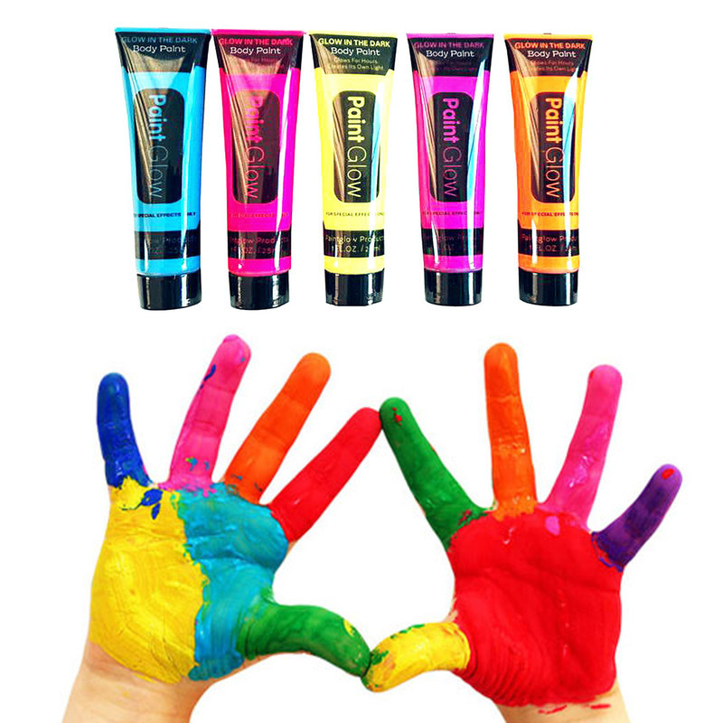 رنگ صورت و بدن بلک‌لایت Paint Glow مدل قابل پاک شدن بسته 5 عددی