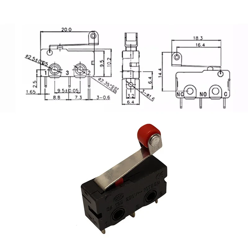 میکرو سوئیچ اهرم دار مدل 5A-250V-KW11.3Z بسته 10 عددی