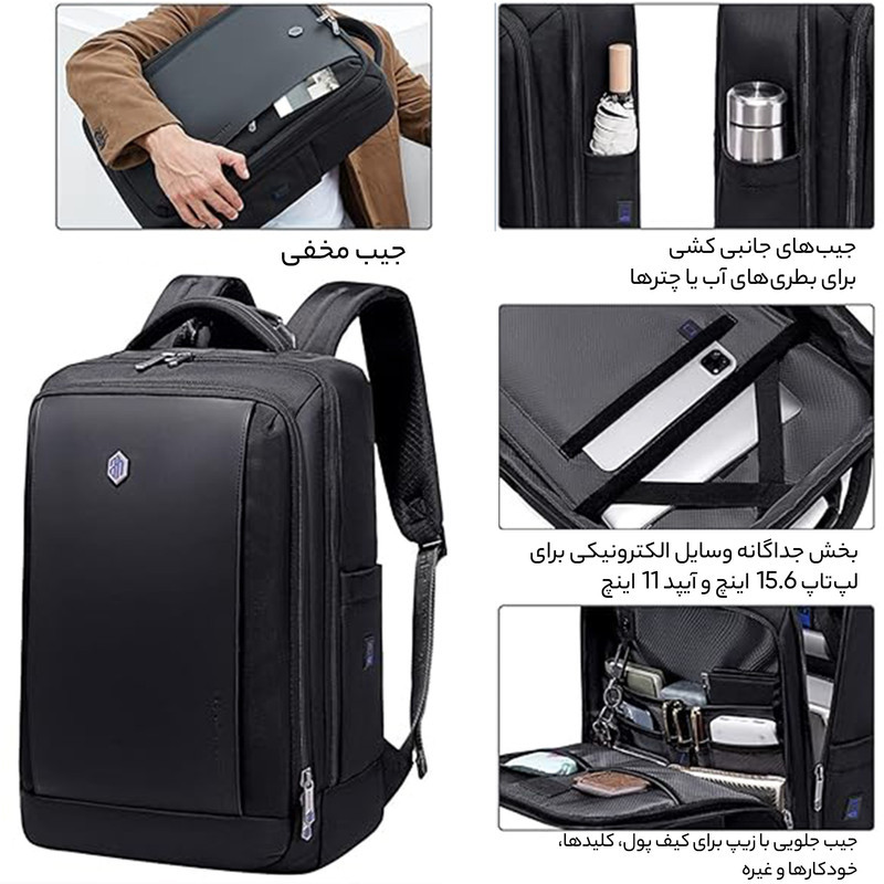کوله پشتی لپ تاپ آرتیک هانتر مدل B00550 مناسب برای لپ تاپ 14.1 تا 15.6 اینچی