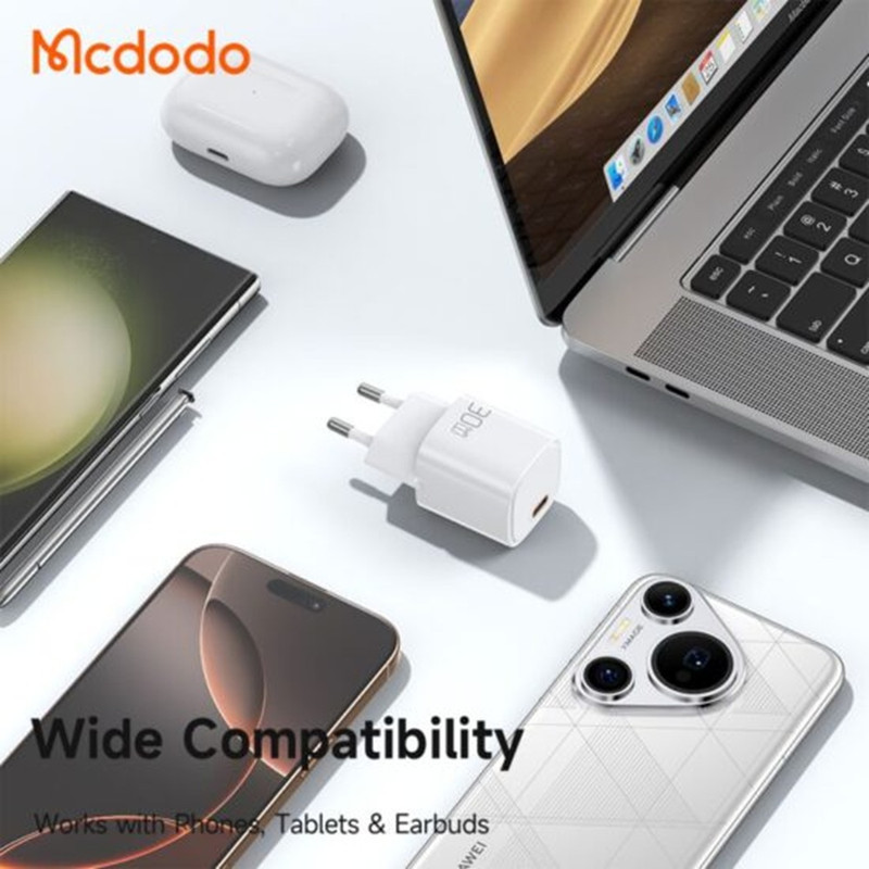 شارژر دیواری 33 وات مک دودو مدل Nano30 CH-008 به همراه کابل usb-C