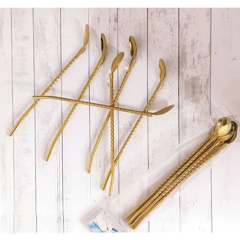 قاشق شربت خوری مدل Straw spoon بسته 6 عددی به همراه فرچه