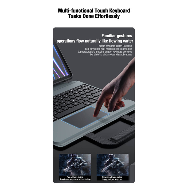 کیف کلاسوری کیبورد دار نیلکین مدل Bumper Go Keyboard مناسب برای تبلت اپل iPad Air 11 2024  Air 10.9 2022  Air 4  Air 5  Air 6  Air 2020  Ipad Pro 11 2020  2021  2022