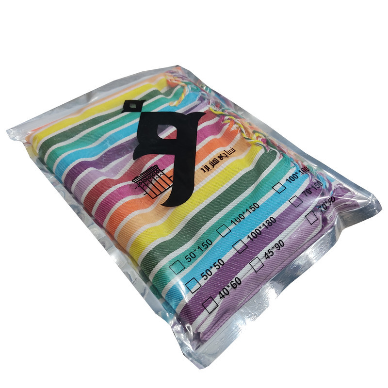 حوله حمام نساجی هنر یزد مدل rainbow-rish سایز 70x150 سانتی متر