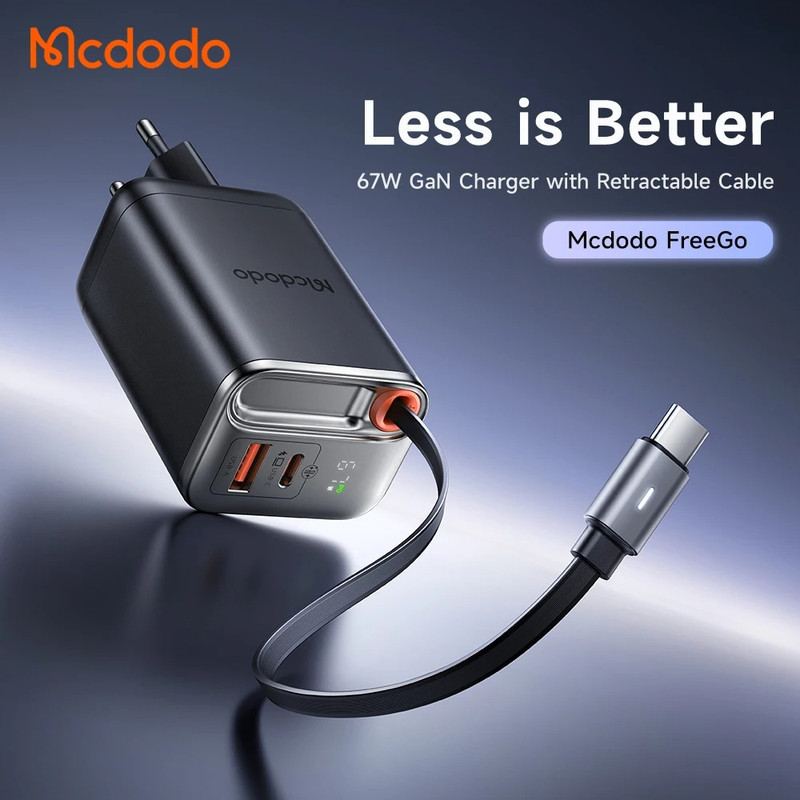 شارژر دیواری 67 وات مک دودو مدل CH-4100 به همراه کابل متصل به بدنه USB-C