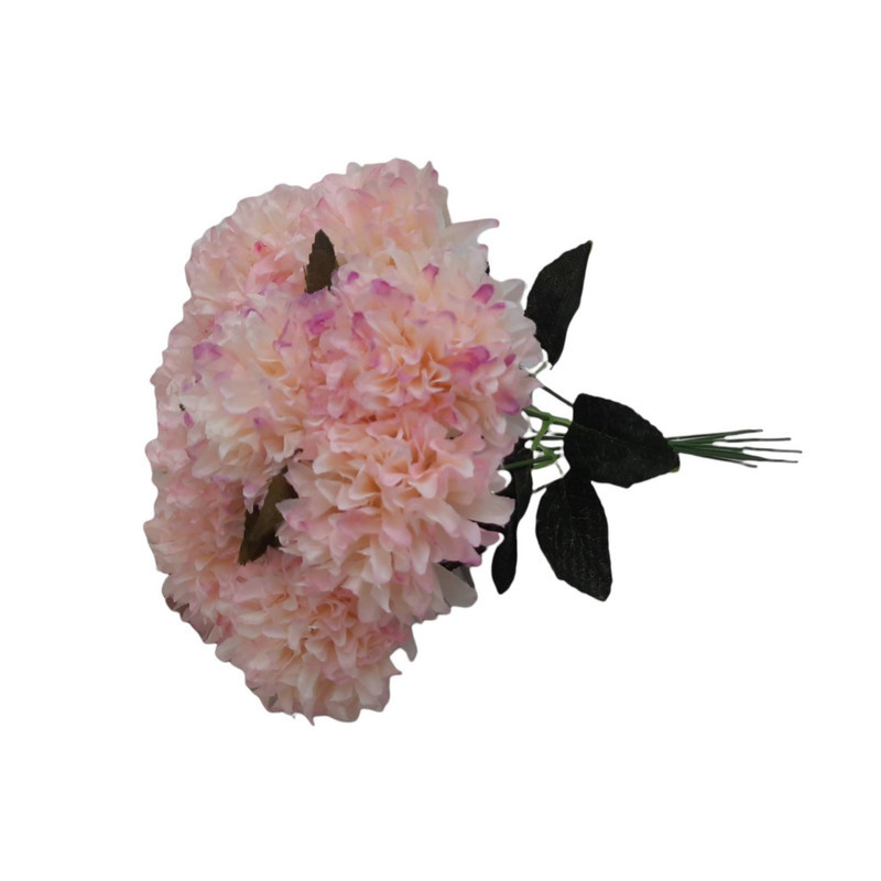 دسته گل مصنوعی گل داوودی شامل 8 شاخه، ارتفاع هر شاخه 44 cm، قطر گل 12 cm، جنس پارچه‌ای و قابل شستشو