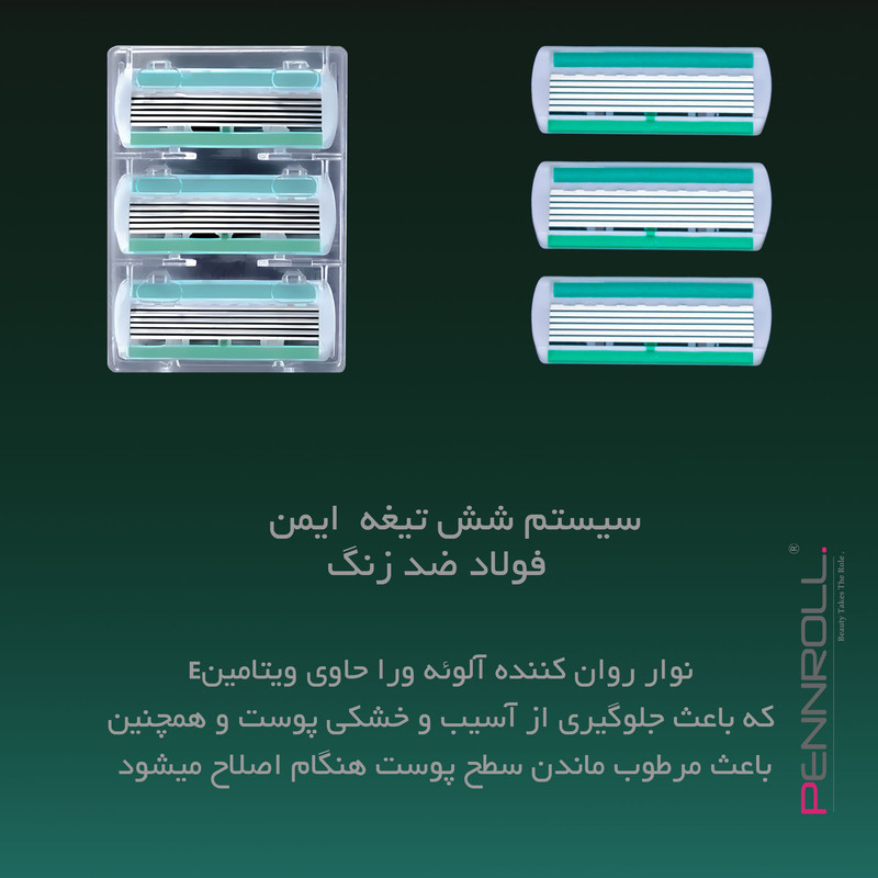 تیغ یدک پنرول مدل PRCL - Razor Refills 6 X3 بسته 3 عددی