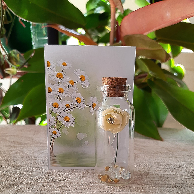 گیفت مدل بطری گل طرح کارتی بسته ۱۰ عددی