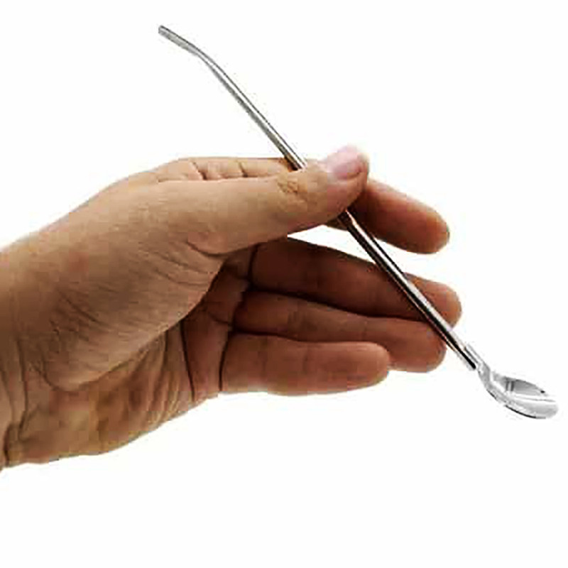 قاشق شربت خوری مدل نی دار کد 01 مجموعه 6 عددی به همراه نی شور