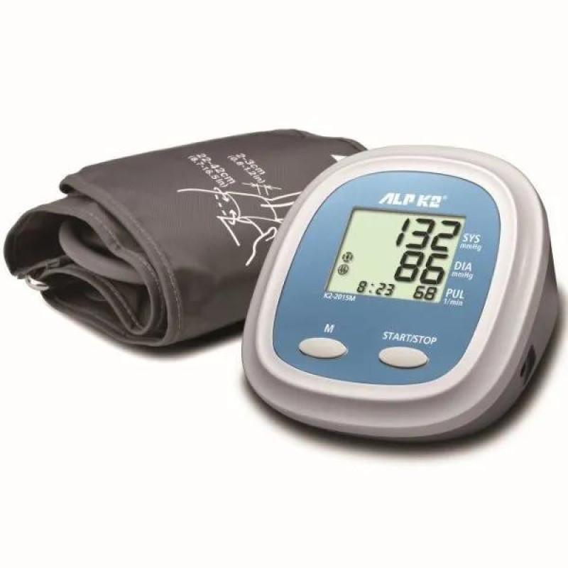 فشارسنج دیجیتال بازویی آلپیکادو مدل K2-2015M با دقت بالینی، نمایش ضربان قلب و آریتمی، حافظه 60 عدد، محاسبه میانگین، مناسب بازو 22 تا 42 cm، منبع انرژی برق و باتری، کیف حمل