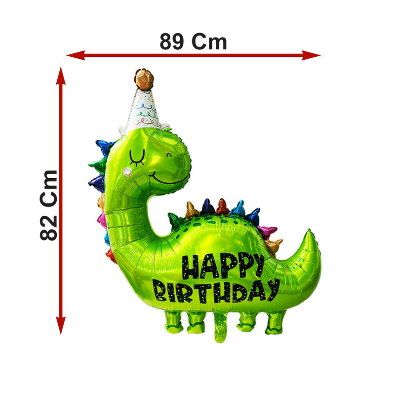 بادکنک فویلی لاکی بالونز مدل دایناسور کلاه دار طرح Happy Birthday کد 1218