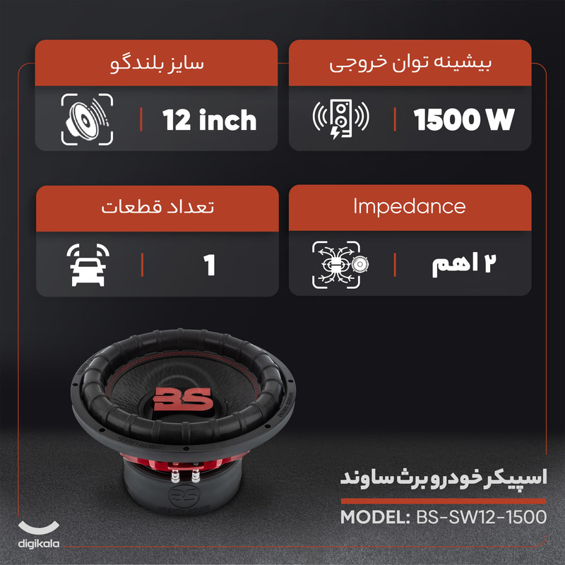 اسپیکر خودرو صدای نفس  مدل BS-SW12-1500