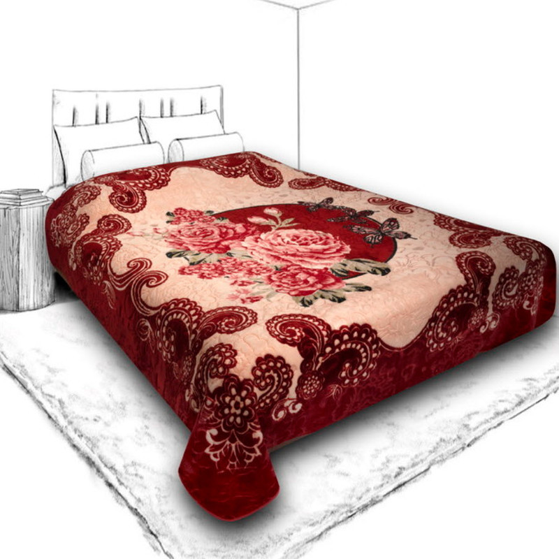 پتو گلبافت مدل گل برجسته کد 669 سایز 240x220 سانتی متر