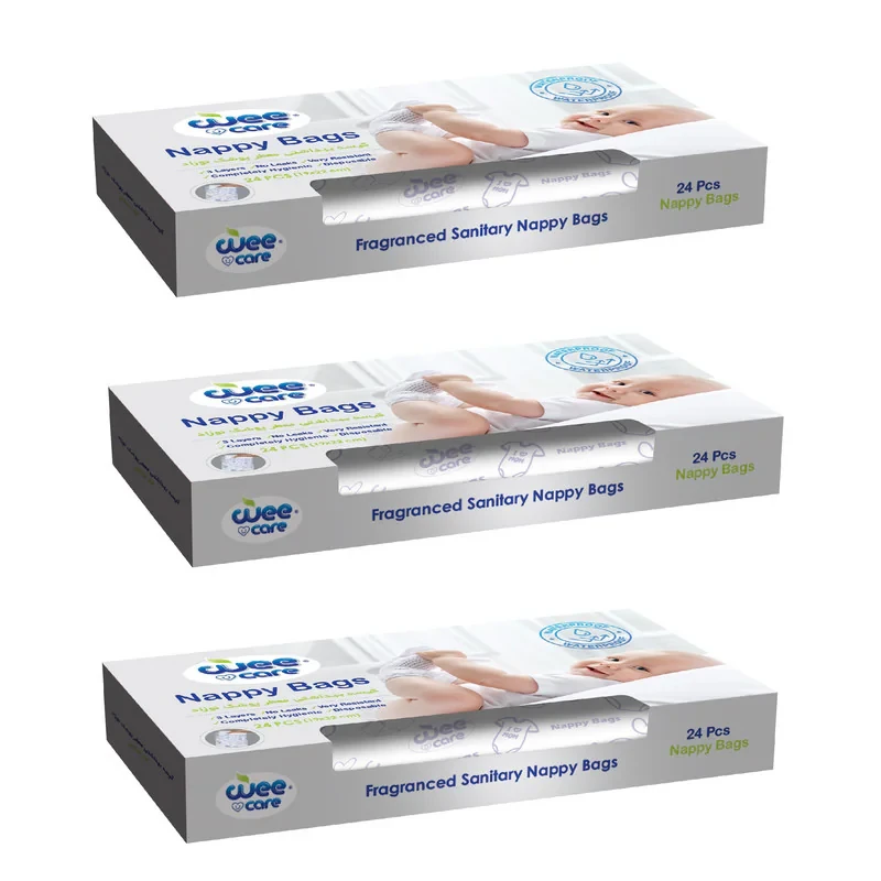 کیسه بهداشتی پوشک وی کر مدل Nappy Bagsجعبه 3 بسته 24 عددی