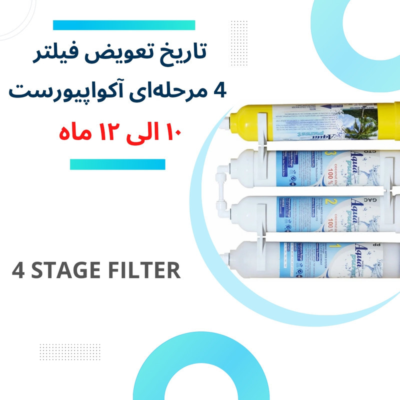 فیلتر تصفیه آب یخچال و فریزر آکوا پیورست مدل AP 4500 گیاهی مجموعه 4 عددی مناسب برای تمامی مدل های یخچال ساید بای ساید