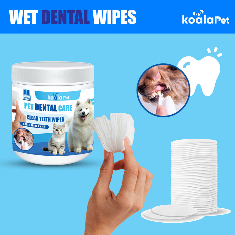 دستمال مرطوب بهداشت دندان حیوانات کوالاپت مدل dental Wipes01 بسته 80 عددی