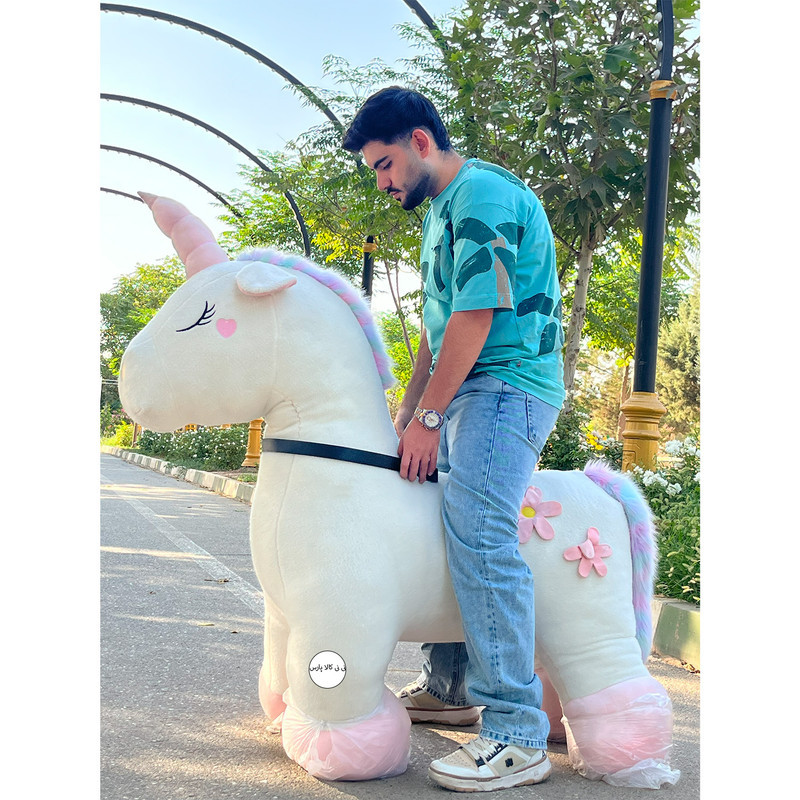 عروسک مدل اسب تک شاخ کد 2025 ارتفاع 160 سانتی متر