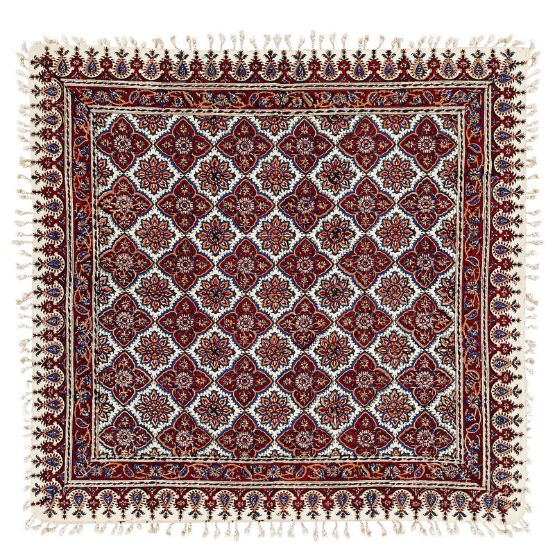 رومیزی قلمکار مدل خشتی