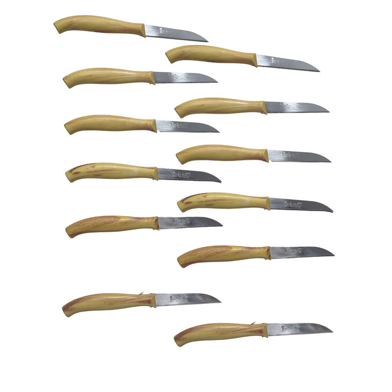 چاقو میوه خوری دفنی مدل دسته چوبی کد SMT-12PCS مجموعه 12 عددی