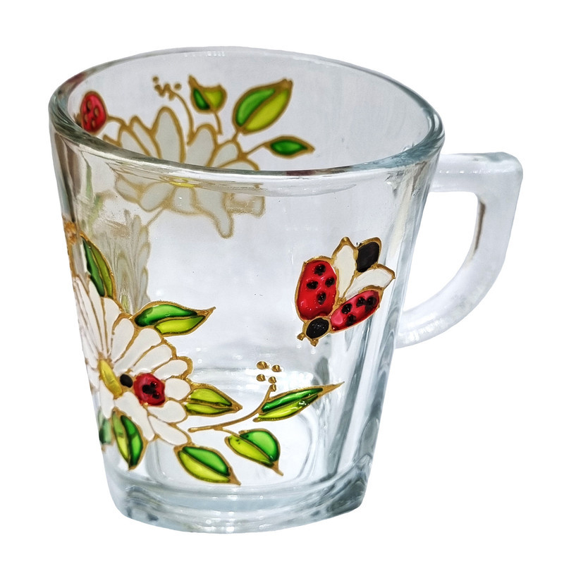 استکان مدل بابونه بسته 6 عددی کد 02