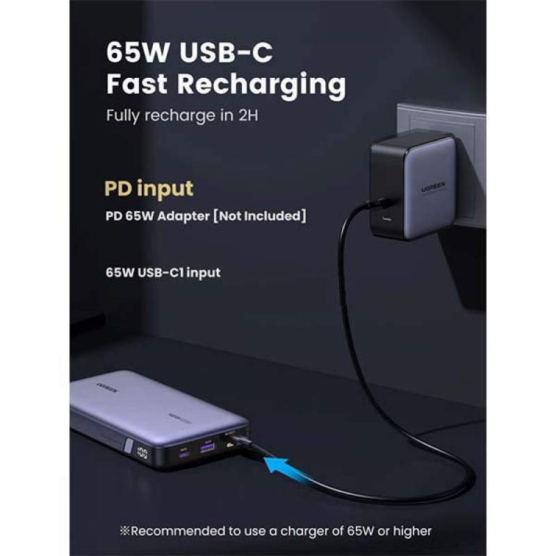 پاوربانک یوگرین مدل PB205-90597 ظرفیت 25000 میلی آمپر ساعت