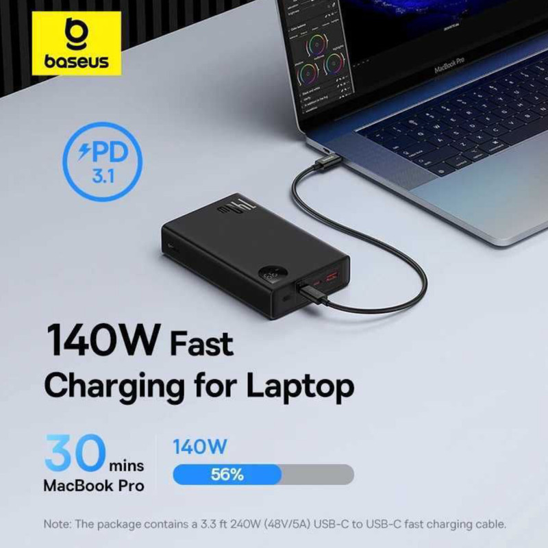 پاوربانک بیسوس مدل Adaman  140W ظرفیت 24000 میلی آمپر ساعت