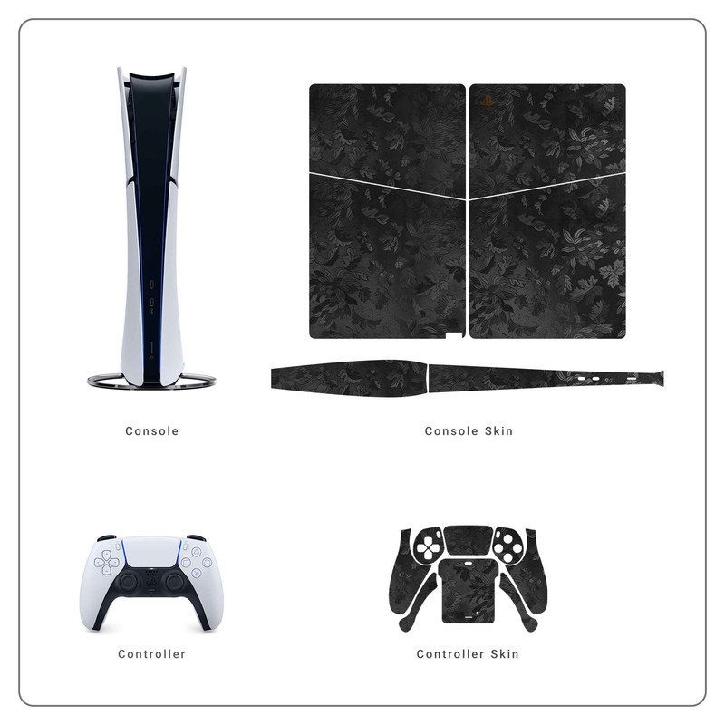 برچسب کنسول و دسته بازی ماهوت PS5 Slim Digital Edition مدل Black Wildflower