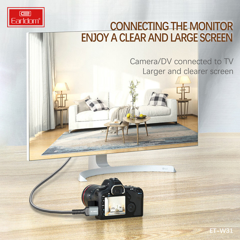 کابل HDMI ارلدام مدل W31 V2.1 8K طول 1.5 متر