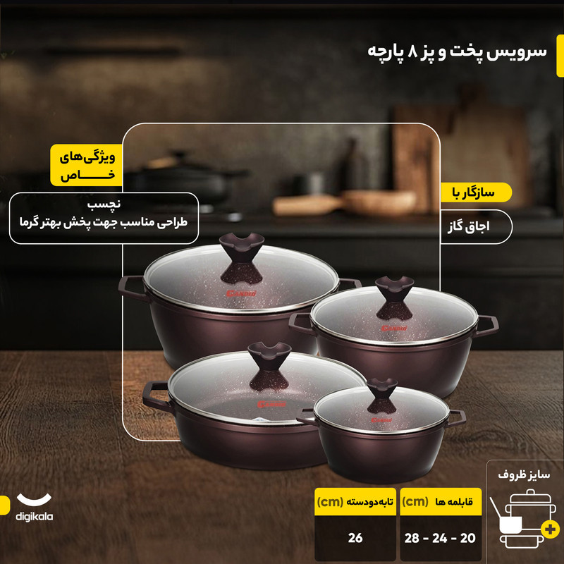 سرویس پخت و پز 8 پارچه کاندید مدل ورونا