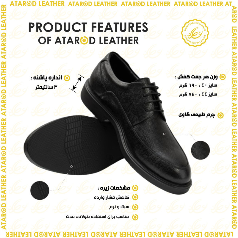 کفش رسمی مردانه چرم عطارد مدل چرم طبیعی کد SH323