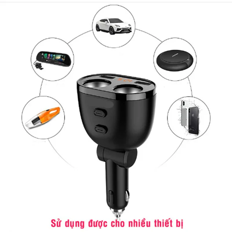 شارژر فندکی 80وات 4 پورت مدل EV-M2-CCY16-EU