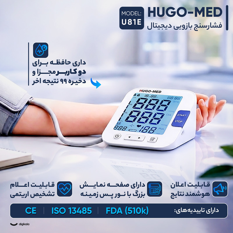 فشارسنج بازویی دیجیتال هوگو مد مدل U81E
