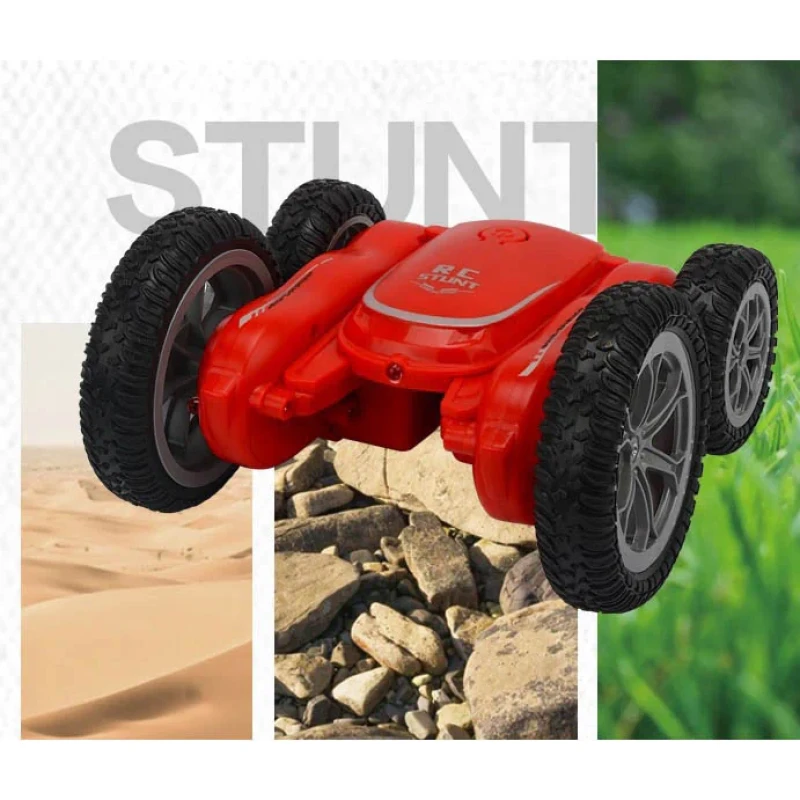 ماشین بازی کنترلی مدل Stunt King مقیاس 1:28 با حرکات آکروباتیک 360 درجه، کنترل بی‌سیم 2.4 گیگاهرتز، برد 40 متر، باتری قابل شارژ و فنر تعادل خودکار