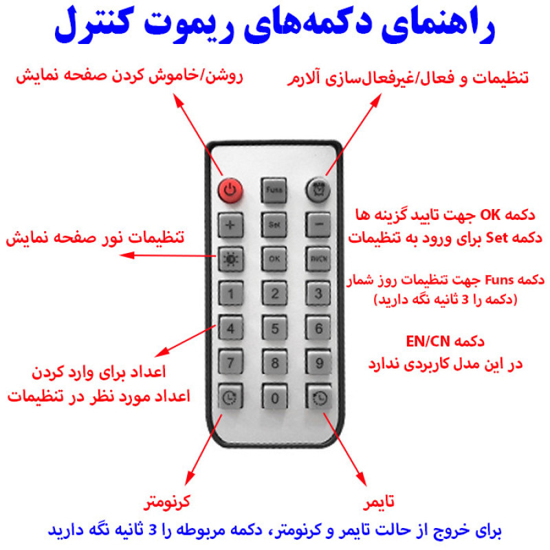 ساعت دیواری دیجیتال مدل ریموت کنترل دار کد 6636