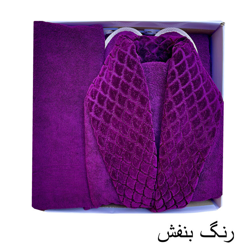 سرویس  حوله پالتویی ۳ تکه هنرمند مدل پولکی سایز ۱۲۵