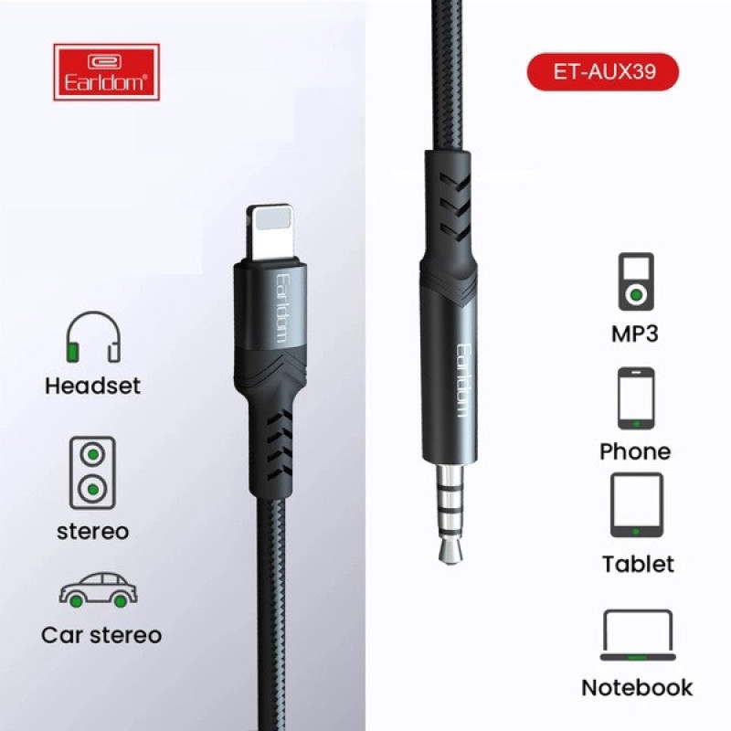 کابل تبدیل AUX به لایتنینگ ارلدام مدل ET-AUX39 طول 1 متر