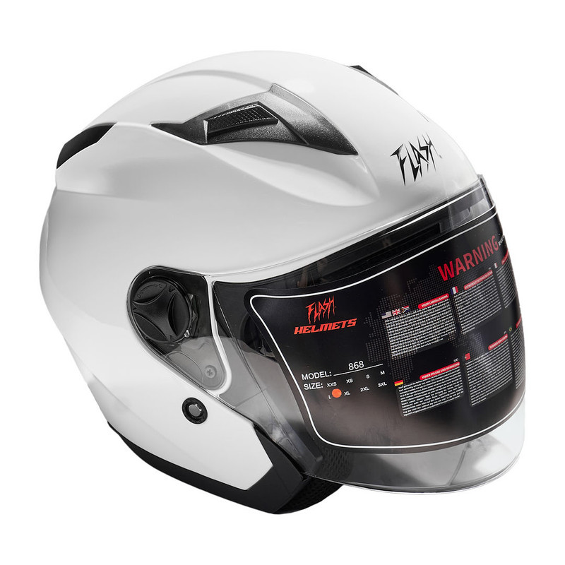 کلاه کاسکت بدون فک فلش مدل 868 glossy white