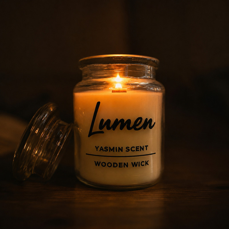 شمع دست‌ساز معطر مدل LUMEN-05 با رایحه گل یاسمن زمان اتمام 40 ساعت