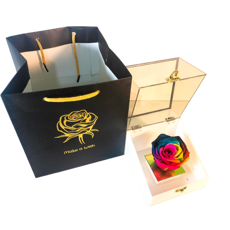 گل رز جاودان مدل مکعبی تمام پلکسی کد BK001