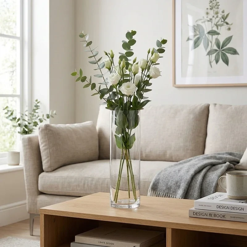 گلدان دکوری شیشه‌ای استوانه‌ای مناسب کاکتوس و گیاهان آپارتمانی ابعاد 8×8×30 سانتی‌متر وزن 300 گرم کد 0830
