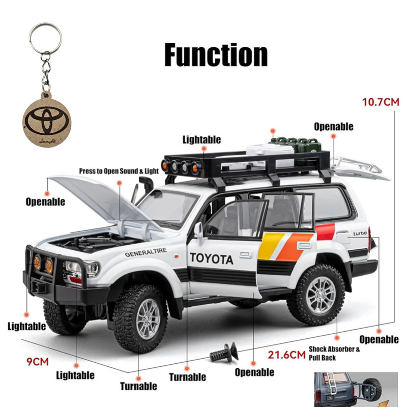 ماکت ماشین ناب سل مدل تویوتا لندکروزر آفرود Toyota Land Cruiser LC80 کد W100 به همراه جاسوییچی